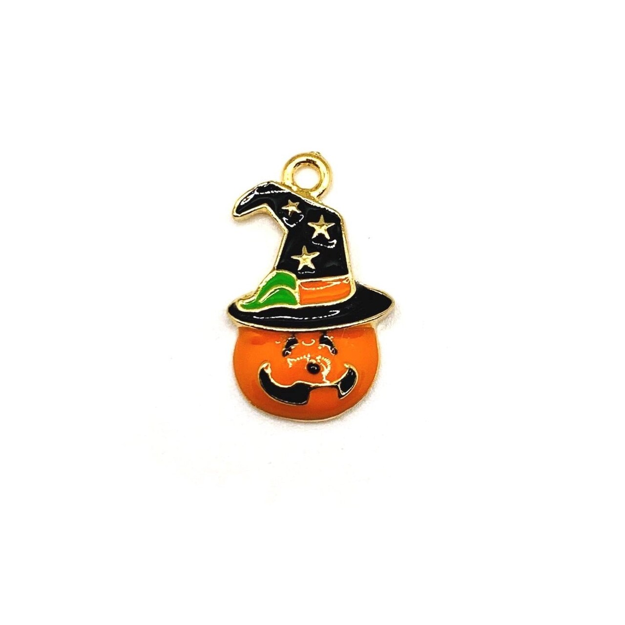 4 or 12 Pieces: Enamel Pumpkin Witch Halloween Charms